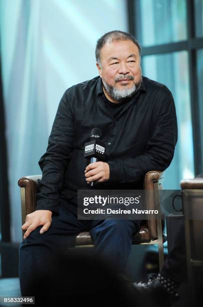 Artist Ai Weiwei attends Build to discuss 'Human Flow' at Build Studio on October 6, 2017 in New York City.