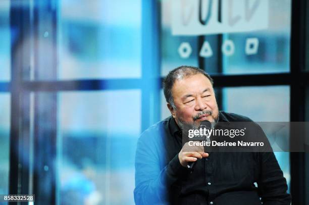 Artist Ai Weiwei attends Build to discuss 'Human Flow' at Build Studio on October 6, 2017 in New York City.