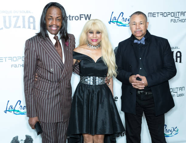 Verdine White, Shelly Clark and Ralph Johnson of Earth Wind and Fire attend the Metropolitan Fashion Week Closing Night Gala at Arcadia Performing...