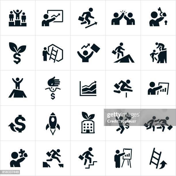 stockillustraties, clipart, cartoons en iconen met pictogrammen bedrijfs van de groei - welvaart