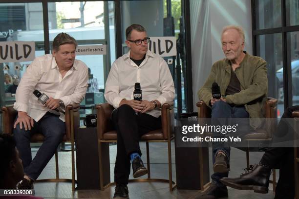 Oren Koules, Mark Burg and Tobin Bell attend Build series to discuss "Jigsaw" at Build Studio on October 6, 2017 in New York City.