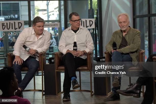 Oren Koules, Mark Burg and Tobin Bell attend Build series to discuss "Jigsaw" at Build Studio on October 6, 2017 in New York City.