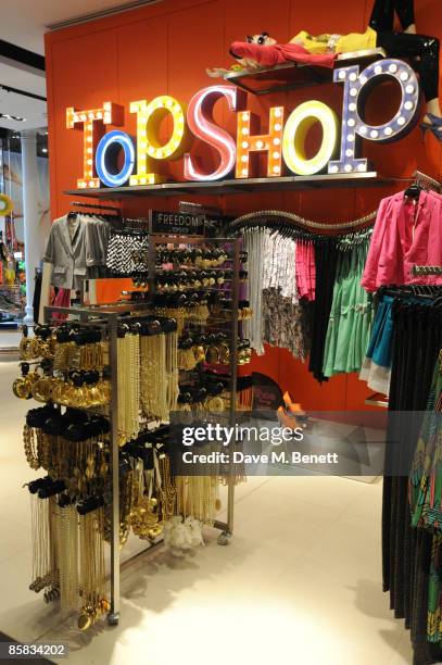 General view on April 1, 2009 of the Top Shop flagship store during the Topshop /Topman preview VIP shopping event on Broadway in New York City,USA.