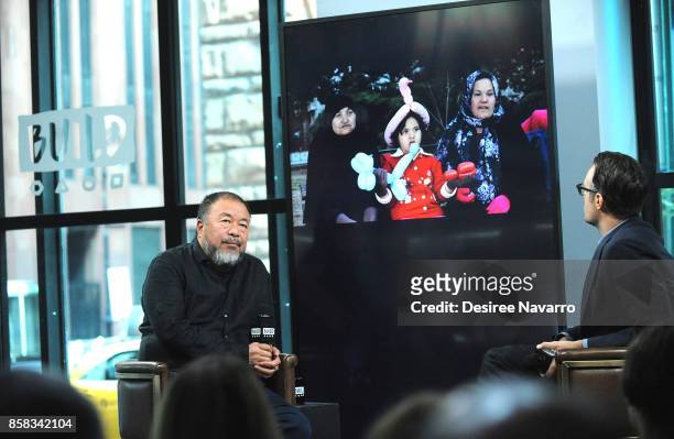 Artist Ai Weiwei attends Build to discuss 'Human Flow' at Build Studio on October 6, 2017 in New York City.