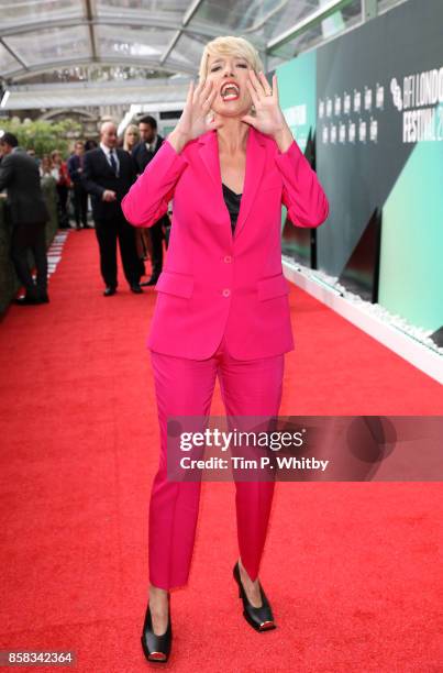 Emma Thompson attends the Laugh Gala and UK Premiere of "The Meyerowitz Stories" during the 61st BFI London Film Festival on October 6, 2017 in...