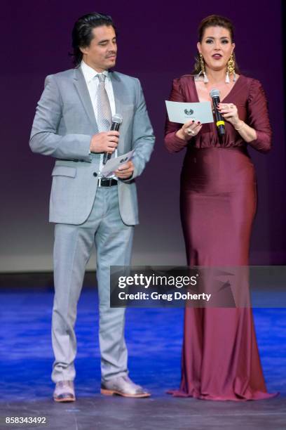 Antonio Jaramillo and Alicia Machado attend the Metropolitan Fashion Week Closing Night Gala at Arcadia Performing Arts Center on October 5, 2017 in...