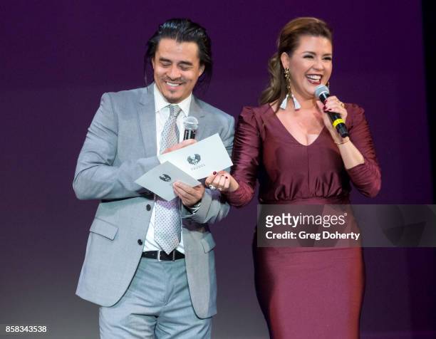Antonio Jaramillo and Alicia Machado attend the Metropolitan Fashion Week Closing Night Gala at Arcadia Performing Arts Center on October 5, 2017 in...