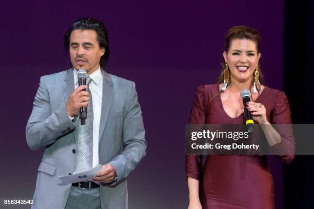 Antonio Jaramillo and Alicia Machado attend the Metropolitan Fashion Week Closing Night Gala at Arcadia Performing Arts Center on October 5, 2017 in...