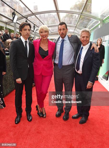 Director Noah Baumbach, Emma Thompson, Adam Sandler and Dustin Hoffman attend the Laugh Gala & UK Premiere of "The Meyerowitz Stories" during the...