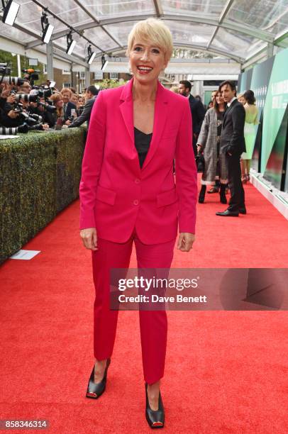 Emma Thompson attends the Laugh Gala & UK Premiere of "The Meyerowitz Stories" during the 61st BFI London Film Festival at Embankment Gardens Cinema...