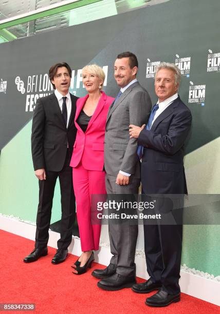 Director Noah Baumbach, Emma Thompson, Adam Sandler and Dustin Hoffman attend the Laugh Gala & UK Premiere of "The Meyerowitz Stories" during the...