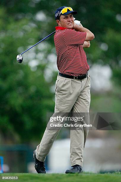 Scott Gardiner tees off on the 10th hole during the second round of the 2009 Chitimacha Louisiana Open at Le Triomphe Country Club on March 27, 2009...