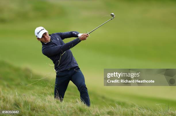 Joakim Lagergren of Sweden in action during day two of the 2017 Alfred Dunhill Championship at Kingsbarns on October 6, 2017 in St Andrews, Scotland.