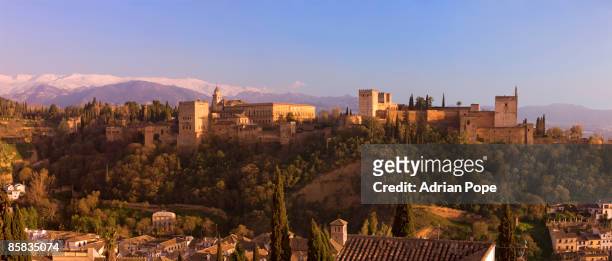 alhambra palace, granada - alhambra and granada stockfoto's en -beelden