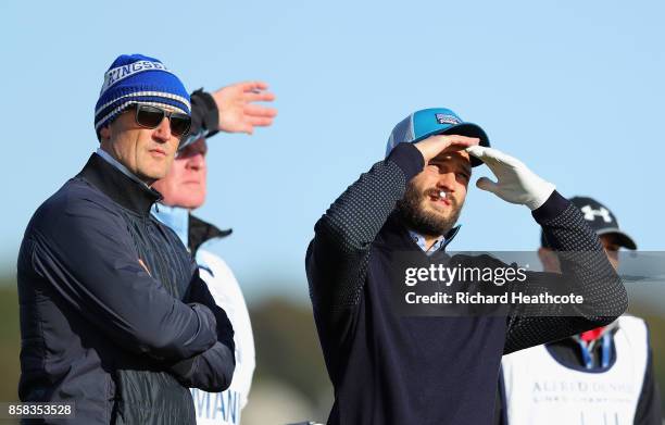 Jamie Dornan, Actor in action during day two of the 2017 Alfred Dunhill Championship at Carnoustie on October 6, 2017 in Carnoustie, Scotland.