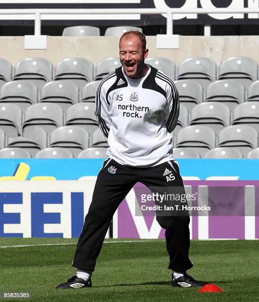 Newcastle United head coach Alan Shearer during a open day team training session at St James' Park on April 07, 2009 in Newcastle-upon-Tyne, England.