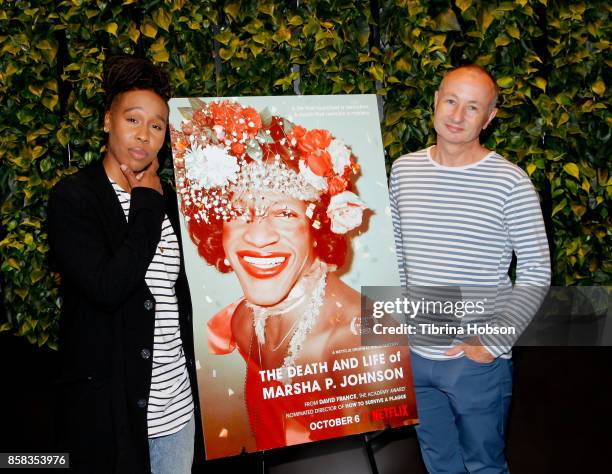 Lena Waithe and Fenton Bailey attend the screening of Netflix's 'The Death And Life Of Marsha P. Johnson' at NETFLIX on October 4, 2017 in Los...