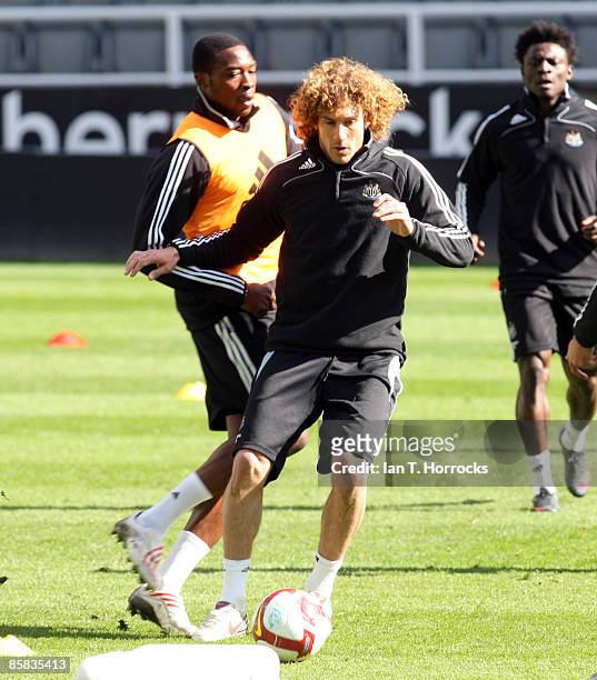 Fabricio Coloccini during the Newcastle United open day team training session at St James' Park on April 07, 2009 in Newcastle-upon-Tyne, England.