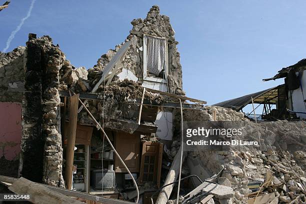 Building is left in ruins on April 7, 2009 in Onna a village near L'Aquila, Italy. On April 6, 2009 the 6.3 magnitude earthquake tore through central...