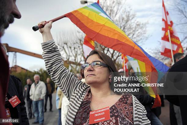 Students demonstrate to protest against the government's "anti-social politic", on April 7, 2009 in Bouc-Bel-Air, southern France, neart the village...