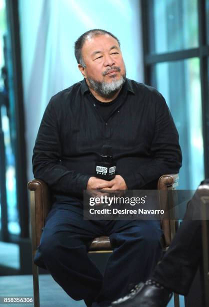 Artist Ai Weiwei attends Build to discuss 'Human Flow' at Build Studio on October 6, 2017 in New York City.