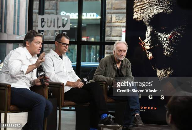 Producer Oren Koules, producer Mark Burg and actor Tobin Bell visit Build to discuss "Jigsaw" at Build Studio on October 6, 2017 in New York City.