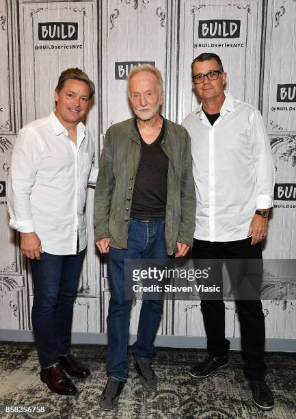 Producer Oren Koules, actor Tobin Bell and producer Mark Burg visit Build to discuss "Jigsaw" at Build Studio on October 6, 2017 in New York City.