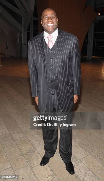 Magic Johnson arrives at the 8th Annual Heroes In The Struggle Gala at the Walt Disney Concert Hall on February 4, 2009 in Los Angeles, California.