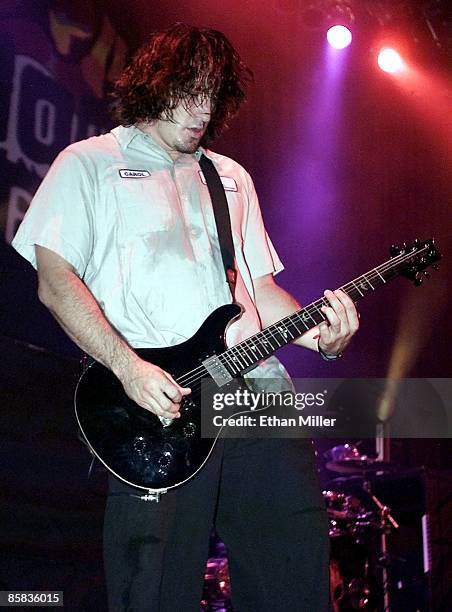 Sevendust guitarist Clint Lowery performs at the House of Blues inside the Mandalay Bay Resort & Casino October 27, 2001 in Las Vegas, Nevada. The...