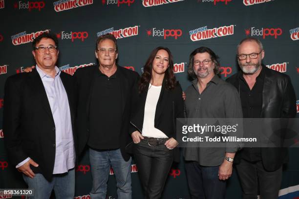 David Kantor, Michael Dinner, Isa Dick Hackett, Ronald D. Moore and Liam Cunningham attend "The World of Philip K. Dick" - The Man in the High Castle...