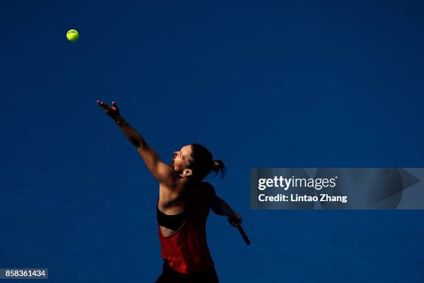 Simona Halep of Romania in action during the Women's singles Quarterfinals match against Daria Kasatkina of Russia on day seven of 2017 China Open at...