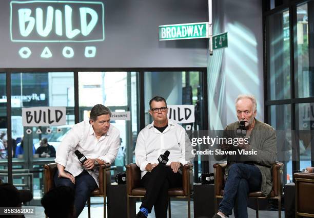 Producer Oren Koules, producer Mark Burg and actor Tobin Bell visit Build to discuss "Jigsaw" at Build Studio on October 6, 2017 in New York City.