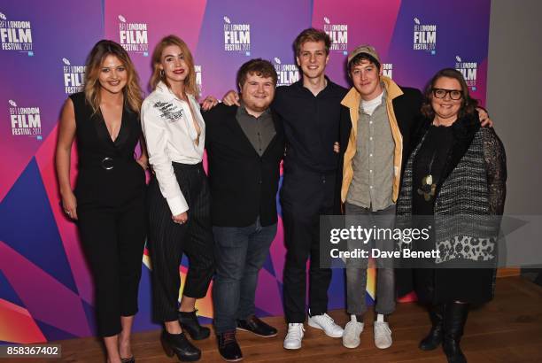 Lara Peake, Alice Sanders, Ethan Lawrence, Abraham Lewis, Alex Sharp and Joanna Scanlan attend a screening of "How To Talk To Girls At Parties"...