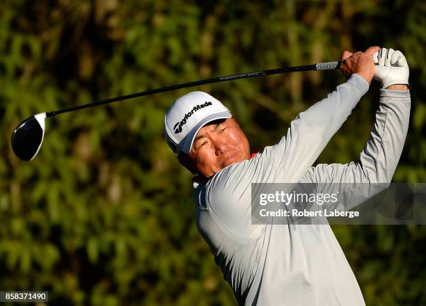 Charlie Wi plays his shot from the fifth tee during the second round of the Safeway Open at the North Course of the Silverado Resort and Spa on...