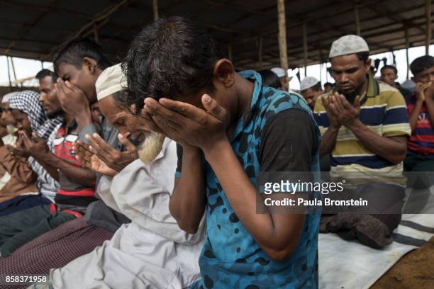 Friday prayers take place at a local mosque inside the Kutupalong camp October 6, Kutupalong, Cox's Bazar, Bangladesh. Over a half a million Rohingya...