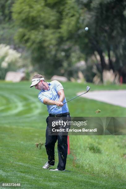 Mark Silvers of the United States hits a shot the 18th hole during the second round of the PGA TOUR Latinoamérica San Luis Championship at La Loma...