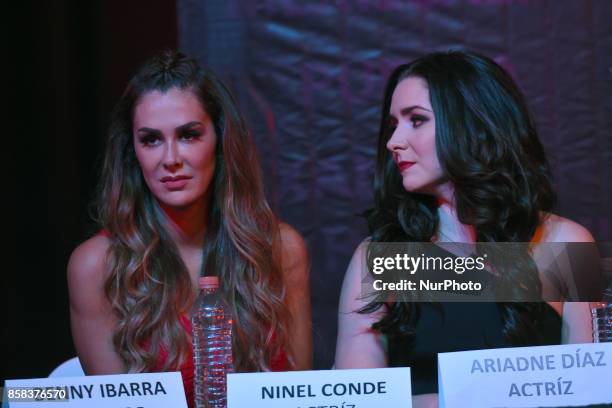 Ninel Conde and Ariadne Diaz attends at 'Arpias' press conference to announce the launching of the Theater play on October 06, 2017 in Mexico City,...