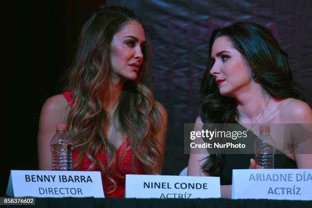 Ninel Conde and Ariadne Diaz attends at 'Arpias' press conference to announce the launching of the Theater play on October 06, 2017 in Mexico City,...