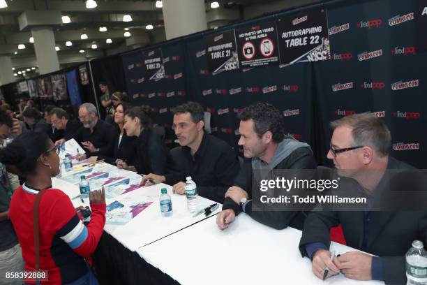 Ronald D. Moore, Michael Dinner, Liam Cunningham, Isa Dick Hackett, Alexa Davalos, Rufus Sewell, Jason O'Mara and Dan Percival attend "The World of...