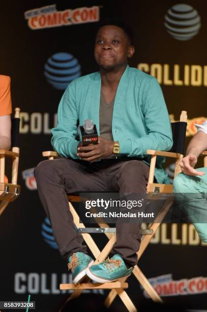 Mpho Koaho speaks onstage during the Dirk Gently's Holistic Detective Agency - BBC AMERICA Official Panel during 2017 New York Comic Con on October...