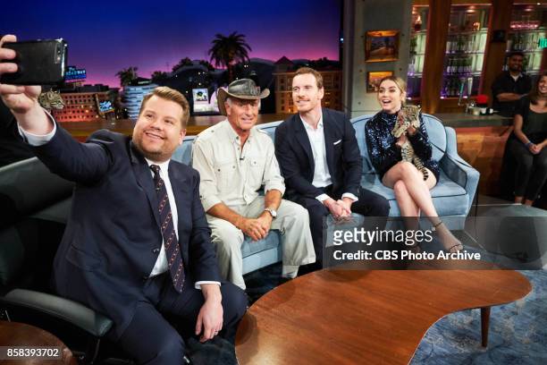 Jack Hanna, Ana De Armas, and Michael Fassbender chat with James Corden during "The Late Late Show with James Corden," Thursday, October 5, 2017 On...