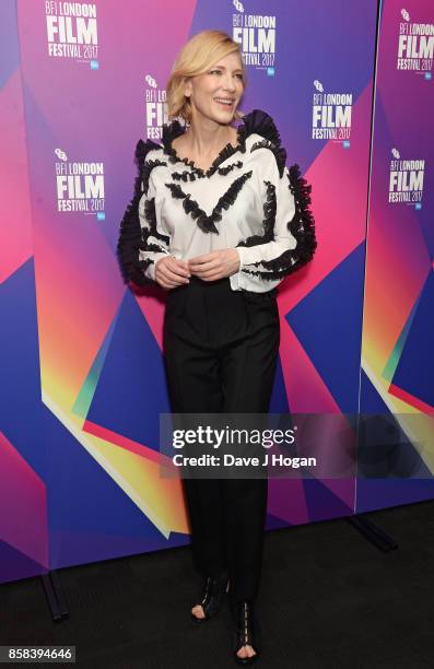 Cate Blanchett attends the LFF Connects: Julian Rosefeldt & Cate Blanchett event at the 61st BFI London Film Festival on October 6, 2017 in London,...