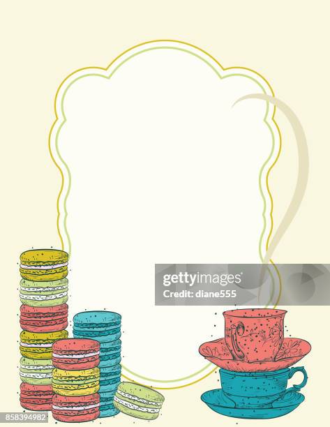 tea party background with blank frame for text - tea party stock illustrations