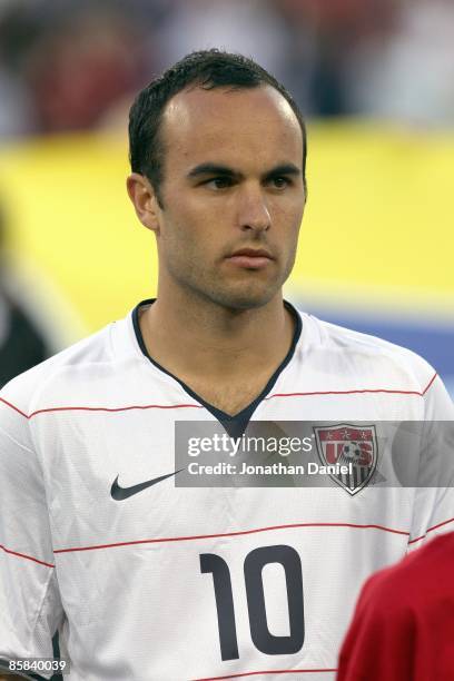 Landon Donovan of the United States looks on prior to a FIFA 2010 World Cup Qualifying match against Trinidad and Tobago on April 1, 2009 at LP Field...