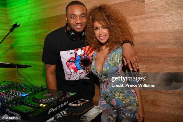 Feezy and Aisha Thalia attend Baller Alert's Bowl With a Baller at Basement Bowl on October 5, 2017 in Miami, Florida.