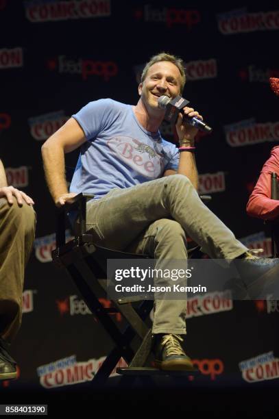 Actor Breckin Meyer speaks onstage at the Robot Chicken Panel during New York Comic Con 2017 -JK at Hammerstein Ballroom on October 6, 2017 in New...