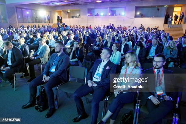 People attend the "Kyiv International Economic Forum 2017" in Kiev, Ukraine, on October 06, 2017.