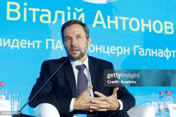 Of PJSC "Concern Galnaftogaz" Vitaliy Antonov delivers a speech during the "Kyiv International Economic Forum 2017" in Kiev, Ukraine, on October 06,...