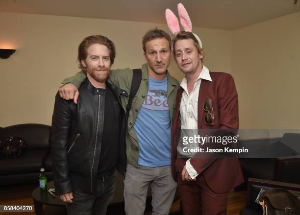 Seth Green, Breckin Meyer and Macaulay Culkin pose for a photo backstage at the Robot Chicken Panel during New York Comic Con 2017 -JK at Hammerstein...