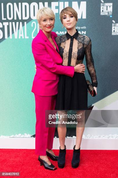 Actress Emma Thompson and her daughter Gaia Wise attend The Meyerowitz Stories' UK premiere within The London Film festival in London, United Kingdom...